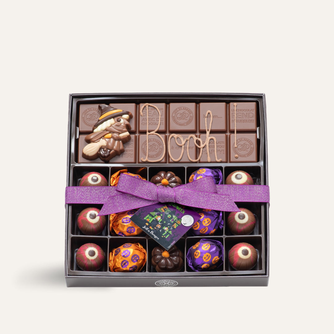 BOITE  HALLOWEEN CHOCOLATS ASSORTIS ET TABLETTE