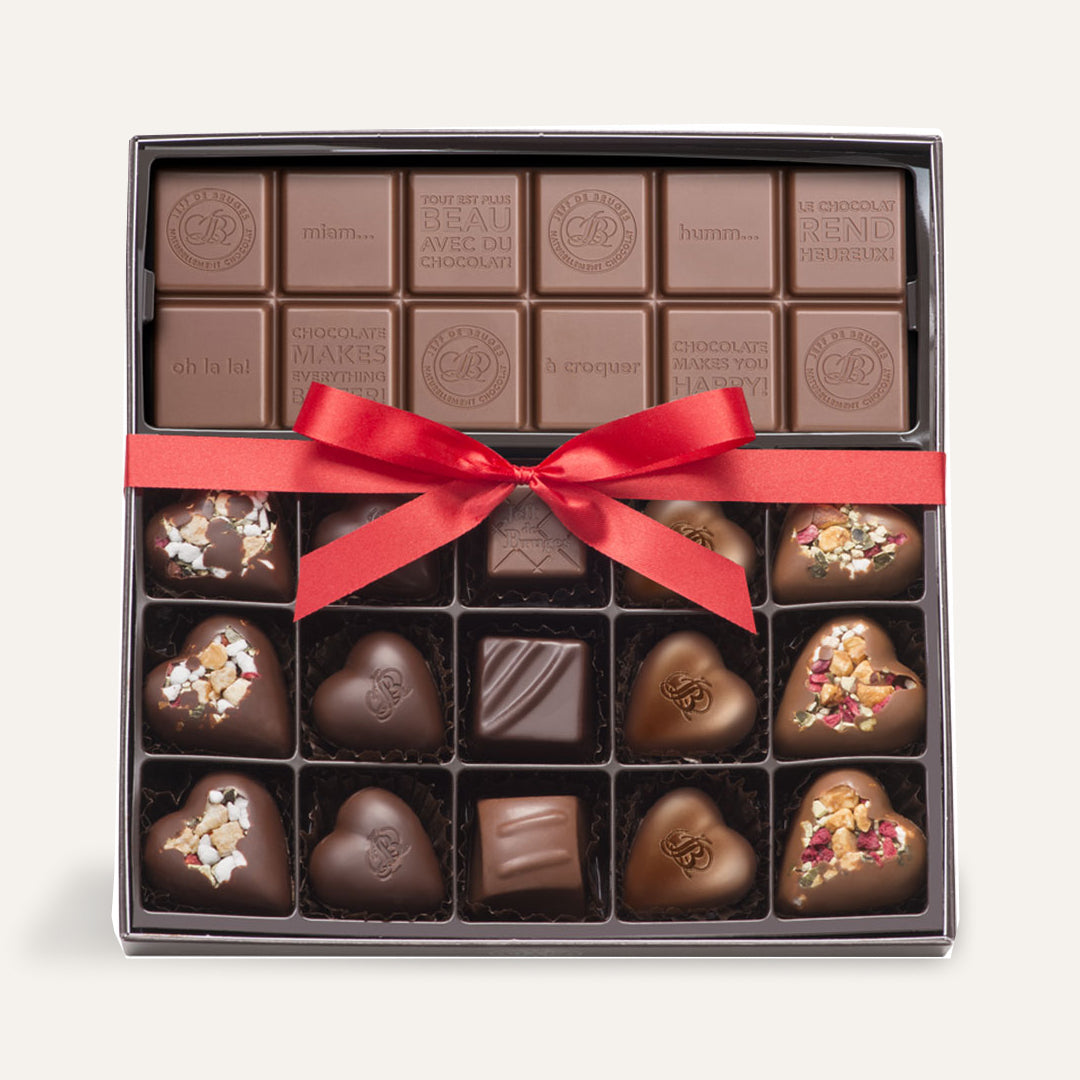 BOITE 15 CHOCOLATS ASSORTIS ET TABLETTE PERSONNALISÉE