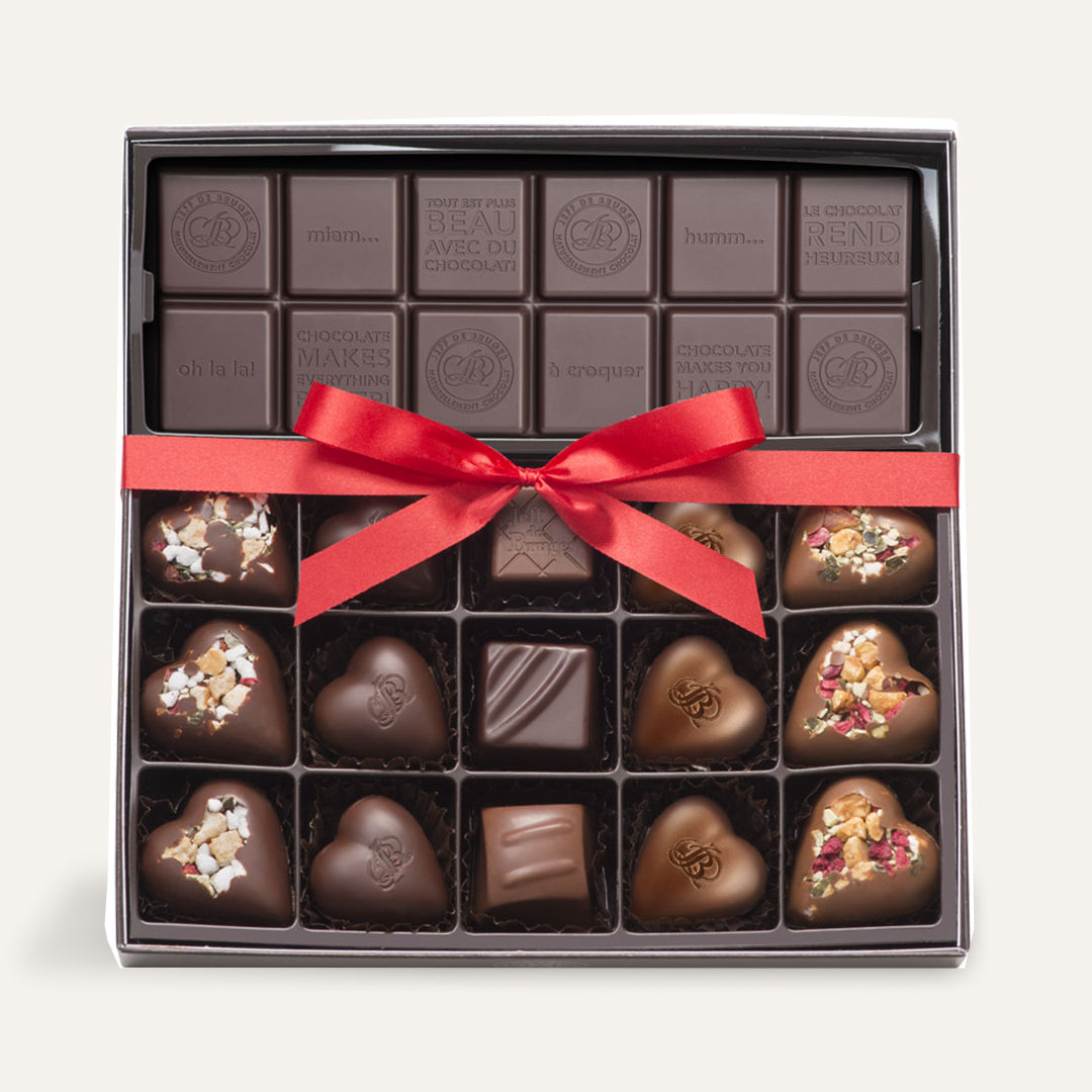 BOITE 15 CHOCOLATS ASSORTIS ET TABLETTE PERSONNALISÉE