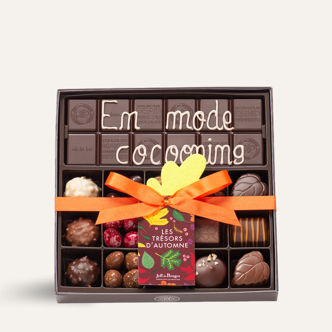 BOITE 15 CHOCOLATS D'AUTOMNE  ET TABLETTE PERSONNALISABLE